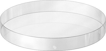 Image of Product. Front orientation. Pressure-Rated Borosilicate Glass Disc, Annealed, 6" Diameter, 3/4" Long.