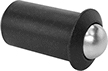 Image of Product. Front orientation. Spring Plungers. Press-Fit Ball-Nose Spring Plungers, Flanged Profile, Smooth Body.