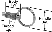Image of Product. Spring Plunger. Front orientation. Contains Annotated. Spring Plungers. Ring-Grip Retractable Spring Plungers.