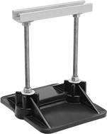 Image of Product. With Strut Channel. Front orientation. Pipe Supports. Height-Adjusting Floor-Mount Strut Pipe Supports, Strut Channel.