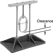 Image of Product. With Strut Channel and Loop Hanger. Front orientation. Contains Annotated. Pipe Supports. Height-Adjusting Floor-Mount Strut Pipe Supports, Strut Channel and Loop Hanger.