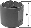 Image of Product. Bottom orientation. Contains Annotated. Grippers. Solid-Surface Grippers, Round with Threaded Hole/Set Screw Notch.
