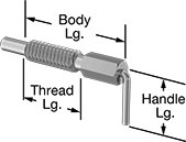 Image of Product. Front orientation. Contains Annotated. Spring Plungers. L-Handle Retractable Spring Plungers.
