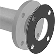 Image of ProductInUse. Front orientation. Exploded view. Pipe Gaskets. Oil-Resistant Compressible Buna-N Pipe Gaskets with Bolt Holes.