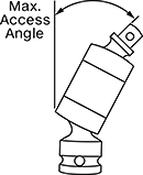 Image of Attribute. Front orientation. Contains Annotated. 50° Maximum Access Angle. Impact Flex Socket Adapters.