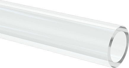 Image of Product. Front orientation. Clear Scratch and UV-Resistant Acrylic Round Tube, 1/8" Wall Thickness, 1" OD, 3/4" ID, 6 Feet Long.