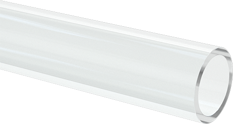 Image of Product. Front orientation. Clear Scratch and UV-Resistant Acrylic Round Tube, 1/8" Wall Thickness, 1-1/4" OD, 1" ID, 6 Feet Long.