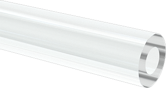 Image of Product. Front orientation. Clear Scratch and UV-Resistant Acrylic Round Tube, 1/16" Wall Thickness, 1/4" OD, 1/8" ID, 6 Feet Long.