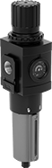 Image of Product. Front orientation. Compressed Air Filter/Regulators. ARO Modular Compressed Air Filter/Regulators for Particle Removal, Opaque Bowl with Sight Glass.