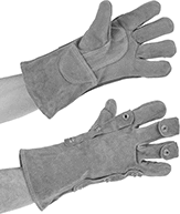 Image of ProductInUse. Front orientation. Gloves. Welding Gloves with Aluminized Detachable Hand Pads.