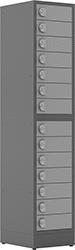 Image of Product. Front orientation. Lockers. Lockers with Charging Ports, Total of 14 Lockers.