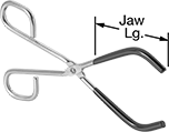 Image of Product. Front orientation. Contains Annotated. Tongs. Glassware Tongs, Plastic-Coated Curved Jaw.