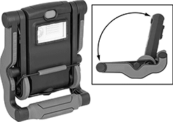 Image of ProductInUse. Front orientation. Contains Annotated, Inset, MultipleImages. Portable Work Lights. Clamp-On Pivoting-Head Cordless Portable Work Lights, Style B.