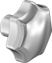 Image of Product. Style 12. Front orientation. Style 12. Unthreaded-Hole Knobs, Seven-Arm Grip.