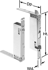 Image of Product. Front orientation. Contains Annotated. Flush Bolt Locks. Pry-Resistant Flush Bolt Locks, Style B.