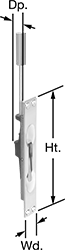 Image of Product. Front orientation. Contains Annotated. Flush Bolt Locks. Pry-Resistant Flush Bolt Locks, Style C.