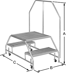 Image of Attribute. Front orientation. Contains Annotated. Work Platforms. Rolling Work Platforms, Style 3.