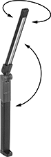 Image of Product. Front orientation. Contains Annotated. Portable Work Lights. Wet-Location Pivoting-Head Cordless Portable Work Lights, Style D.