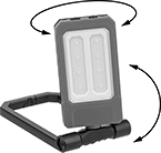 Image of Product. Front orientation. Contains Annotated. Portable Work Lights. Wet-Location Pivoting-Head Cordless Portable Work Lights, Style G.