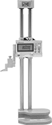 Image of Product. 192-63 Series. Front orientation. Height Gauges. Mitutoyo Electronic Height Gauges, Hand Wheel, 2 Columns, Error Alarm, Low Battery Indicator, Zero-Position Memory (ABS), Zero-Set Button.