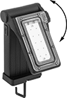 Image of Product. Front orientation. Contains Annotated. Portable Work Lights. Wet-Location Pivoting-Head Cordless Portable Work Lights, Style A.