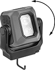 Image of Product. Front orientation. Contains Annotated. Portable Work Lights. Wet-Location&nbsp;Pivoting-Head&nbsp;Cordless Portable Work Lights, Style E.