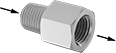 Image of Product. Male Inlet × Female Outlet. Front orientation. Contains Annotated. Female. Compact Threaded Check Valves, Male.