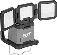 Image of Product. Front orientation. Portable Work Lights. Cordless Freestanding Portable Floodlights for Milwaukee Rechargeable Batteries, Style E.