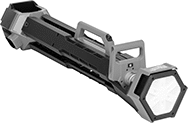 Image of Product. Style A (Shown Collapsed). Front orientation. Portable Work Lights. Cordless Adjustable-Height Portable Floodlights for Milwaukee Rechargeable Batteries, Style A.