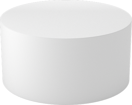 Image of Product. Front orientation. White Delrin® Acetal Resin Disc, Wear-Resistant, Easy-to-Machine, 2" Long, 4" Diameter.