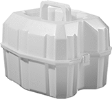 Image of Product. Shown with Cover. Front orientation. Bottle Carriers. Enclosed Tote Trays for Bottles.