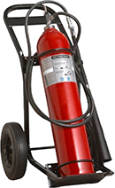 Image of Product. Fire Extinguisher with Hand Truck. Front orientation. Fire Extinguishers. Fire Extinguishers for Electrical Equipment, Hand Truck.