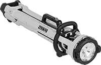 Image of Product. Shown Collapsed. Front orientation. Portable Work Lights. Cordless Adjustable-Height Portable Floodlights for DeWalt Rechargeable Batteries.