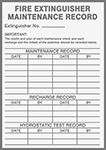Image of Product. Front orientation. Labels. Inspection Record Labels , Fire Extinguisher Maintenance Record.