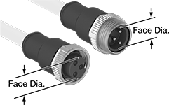 Image of Product. Front orientation. ZoomedIn view. Contains Annotated. Mini Cords. Mini Cords, Straight Plug (External Thread) × Straight Socket (Internal Thread).