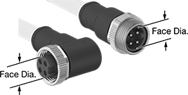 Image of Product. Front orientation. ZoomedIn view. Contains Annotated. Mini Cords. Mini Cords, Straight Plug (External Thread) × 90° Elbow Socket (Internal Thread).