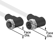 Image of Product. Front orientation. ZoomedIn view. Contains Annotated. Mini Cords. Mini Cords, 90° Elbow Plug (External Thread) × 90° Elbow Socket (Internal Thread).