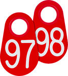 Image of Product. Red. Front orientation. Red. Easy-Hang Sequentially Numbered Plastic Tags.