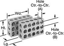 Image of Product. Front orientation. Contains Annotated. Setup Blocks. Setup Blocks , Blocks with 23 Holes Total .