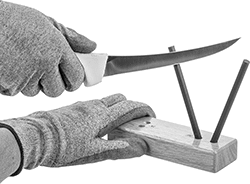 Image of ProductInUse. Back orientation. Blade Sharpener Guides. 2 Sharpening Angles.