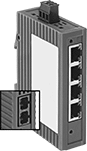 Image of Product. Front orientation. Contains Inset. Ethernet Switches. DIN-Rail-Mount Ethernet Switches, Ethernet Switches With SC Fiber-Optic Ports.