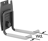 Image of Product. Front orientation. Contains Annotated. Slatwall Hooks. Style C.