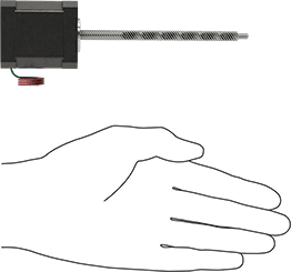Image of Product. Side1 orientation. Contains SizingReference. Stepper Motor with Linear Actuation, NEMA 17, 0.002500" Travel Distance, 4" Travel Length.