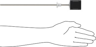 Image of Product. Side1 orientation. Contains SizingReference. Stepper Motor with Linear Actuation, NEMA 17, 0.000625" Travel Distance, 11.2" Travel Length .