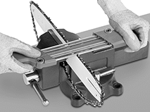 Image of ProductInUse. Front orientation. Chain Saw Sharpeners. Chain Saw Sharpeners.