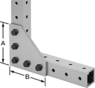 Image of ProductInUse. Front orientation. Contains Annotated. Bolt-Together Framing and Fittings. Aluminum Bolt-Together Framing and Fittings , Surface Brackets, 90° Angle.