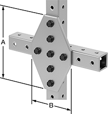 Image of ProductInUse. Front orientation. Contains Annotated. Bolt-Together Framing and Fittings. Aluminum Bolt-Together Framing and Fittings , Surface Brackets, Cross.