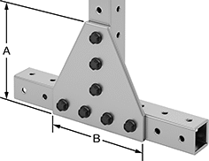 Image of ProductInUse. Extended Tee. Front orientation. Contains Annotated. Bolt-Together Framing and Fittings. Aluminum Bolt-Together Framing and Fittings , Surface Brackets, Extended Tee.