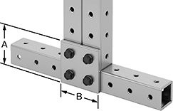 Image of ProductInUse. Front orientation. Contains Annotated. Bolt-Together Framing and Fittings. Aluminum Bolt-Together Framing and Fittings , Surface Brackets, Square.