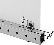 Image of ProductInUse. Front orientation. Contains Annotated. Bolt-Together Framing and Fittings. Aluminum Bolt-Together Framing and Fittings , Panel Hanging Brackets.